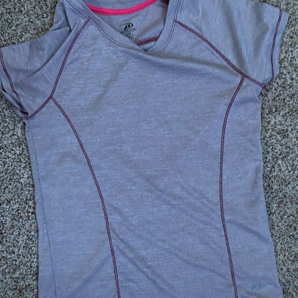 short sleeves purple shirt